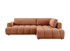 Canapé d'angle convertible avec coffre en tissu terracotta HAVEN - Angle droit