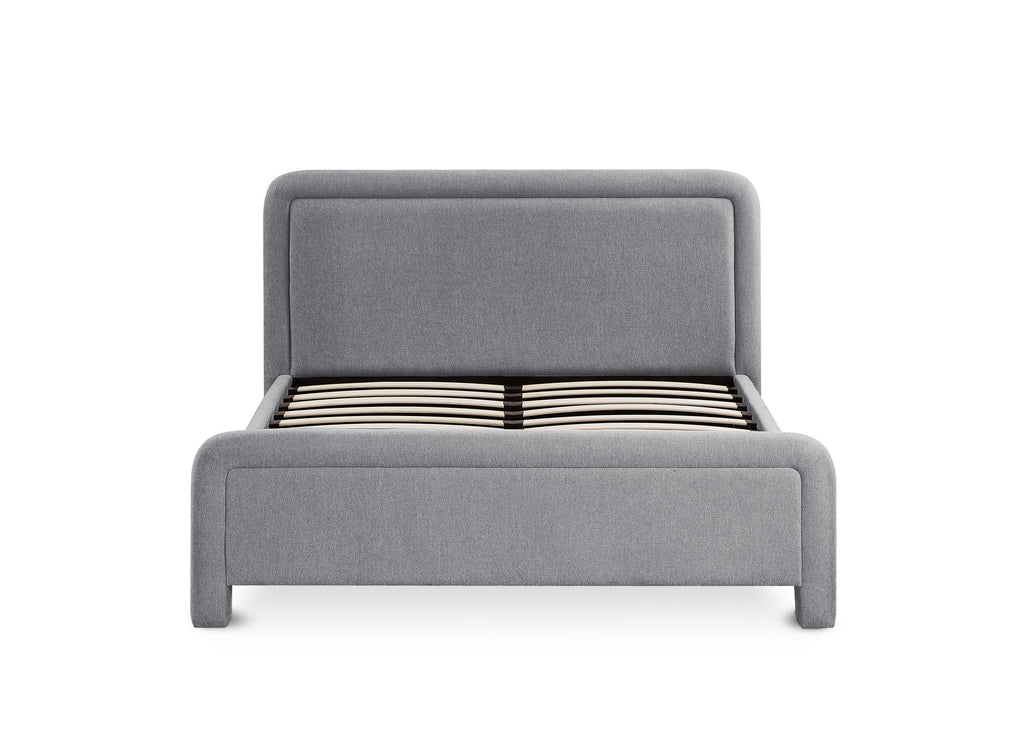 Lit double en tissu doux gris 160 x200 cm ANELA