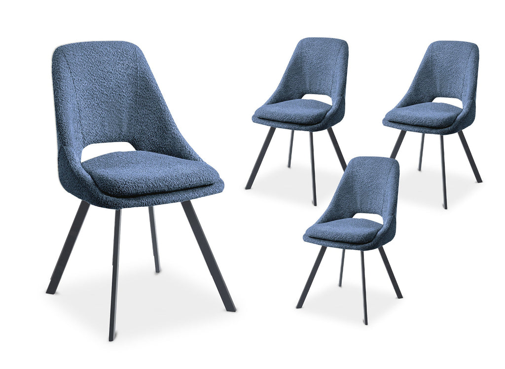 Lot de 4 chaises effet peau de mouton bleu NARCISSE