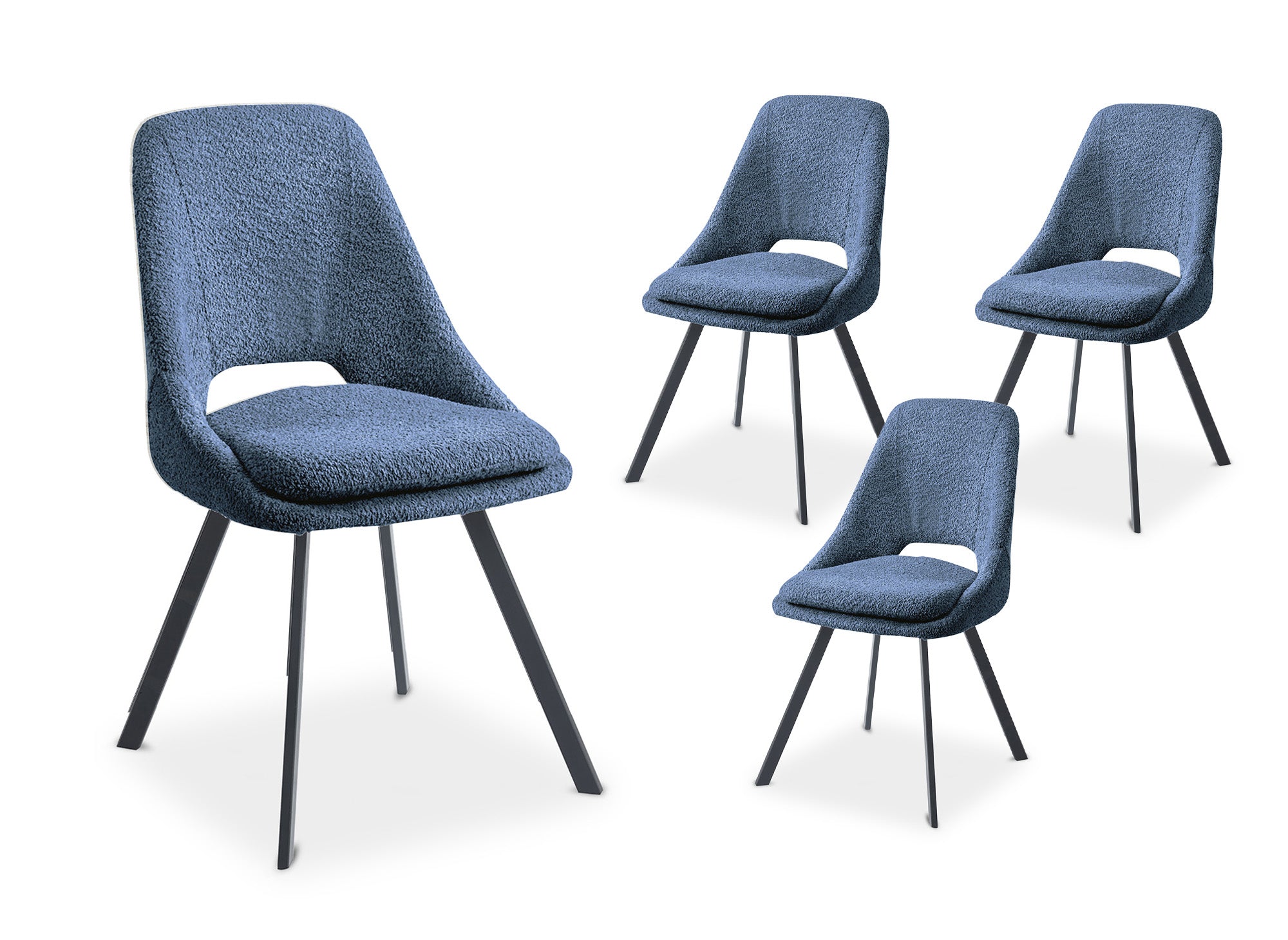 Lot de 4 chaises effet peau de mouton bleu NARCISSE