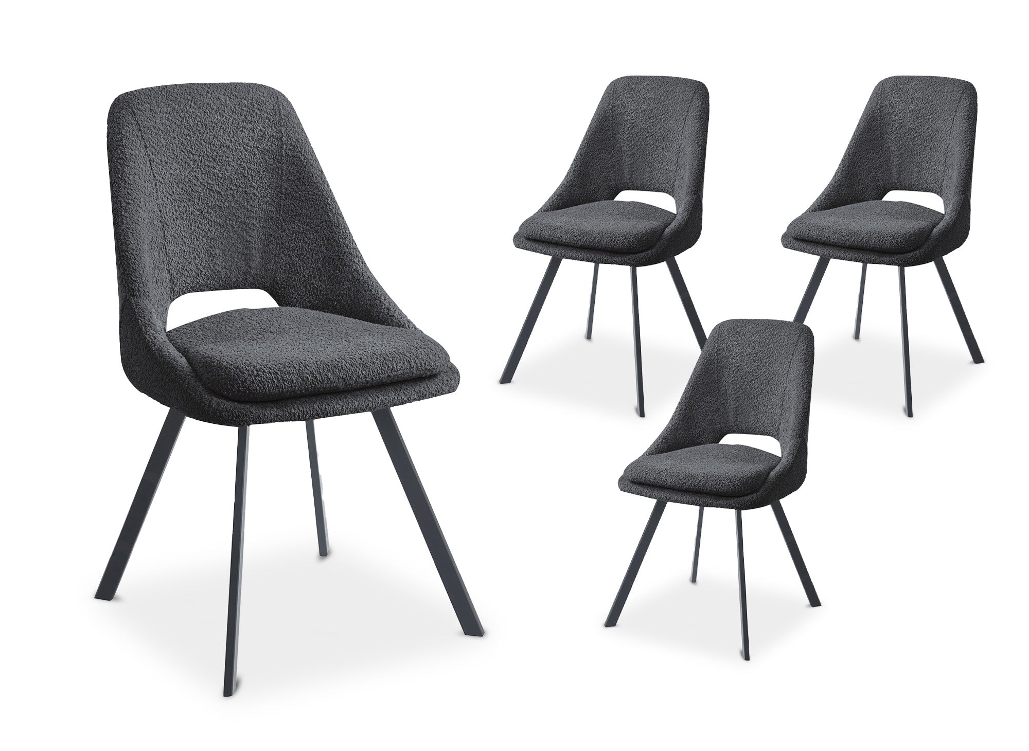 Lot de 4 chaises effet peau de mouton gris foncé NARCISSE