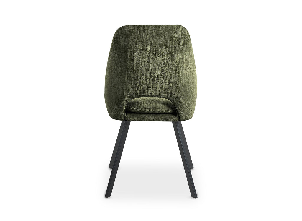 Lot de 4 chaises en velours texturé vert olive NARCISSE