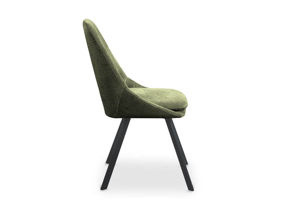 Lot de 4 chaises en velours texturé vert olive NARCISSE