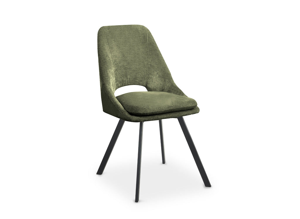 Lot de 4 chaises en velours texturé vert olive NARCISSE