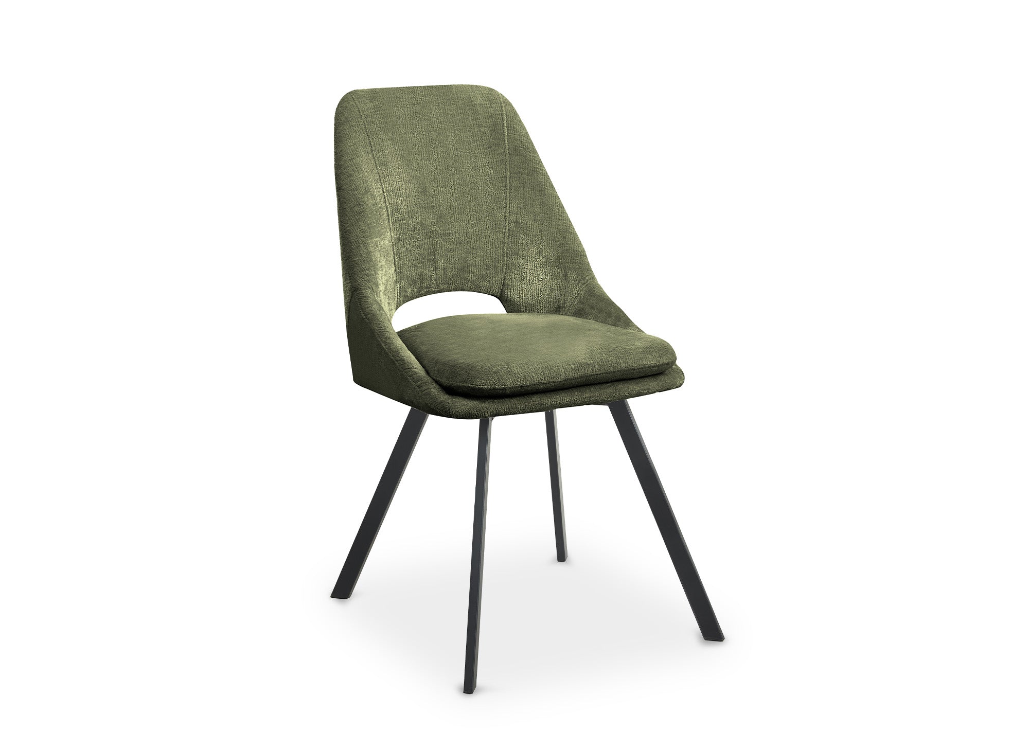 Lot de 4 chaises en velours texturé vert olive NARCISSE