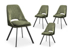 Lot de 4 chaises en velours texturé vert olive NARCISSE