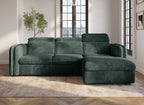 Canapé d'angle convertible en velours côtelé épais vert ISABELLA - Angle droit