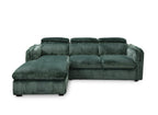 Canapé d'angle convertible en velours côtelé épais vert ISABELLA - Angle gauche