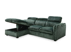 Canapé d'angle convertible en velours côtelé épais vert ISABELLA - Angle gauche