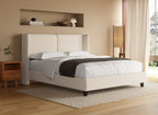Lit double en tissu effet peau de mouton beige 160x200 cm KAYDEN