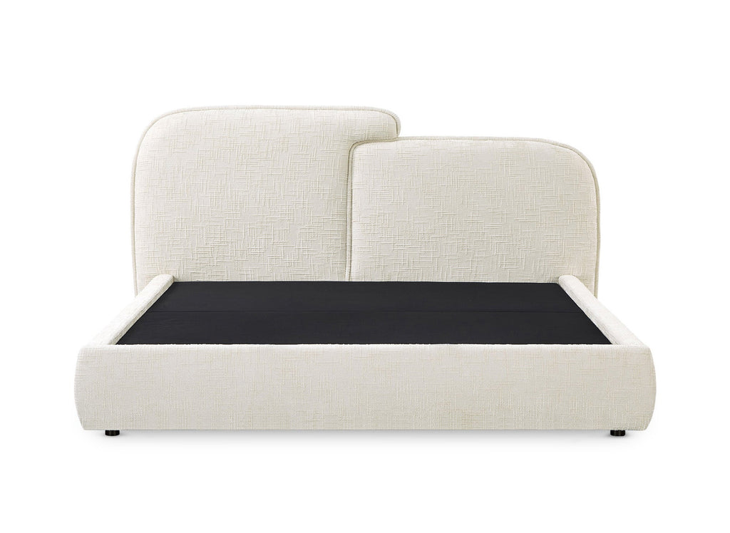 Lit coffre en velours chiné beige 180x200 cm MILENA