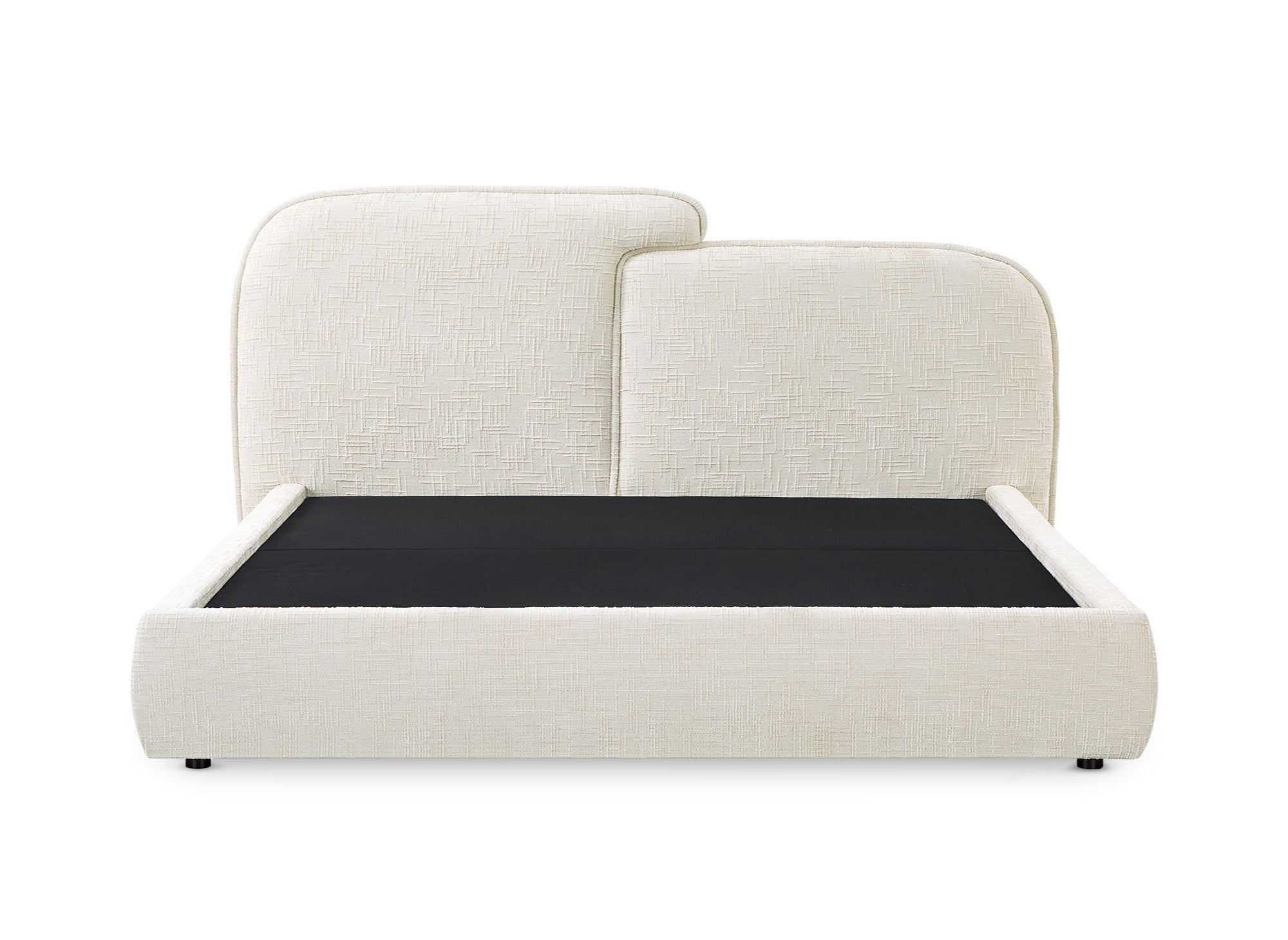 Lit coffre en velours chiné beige 180x200 cm MILENA