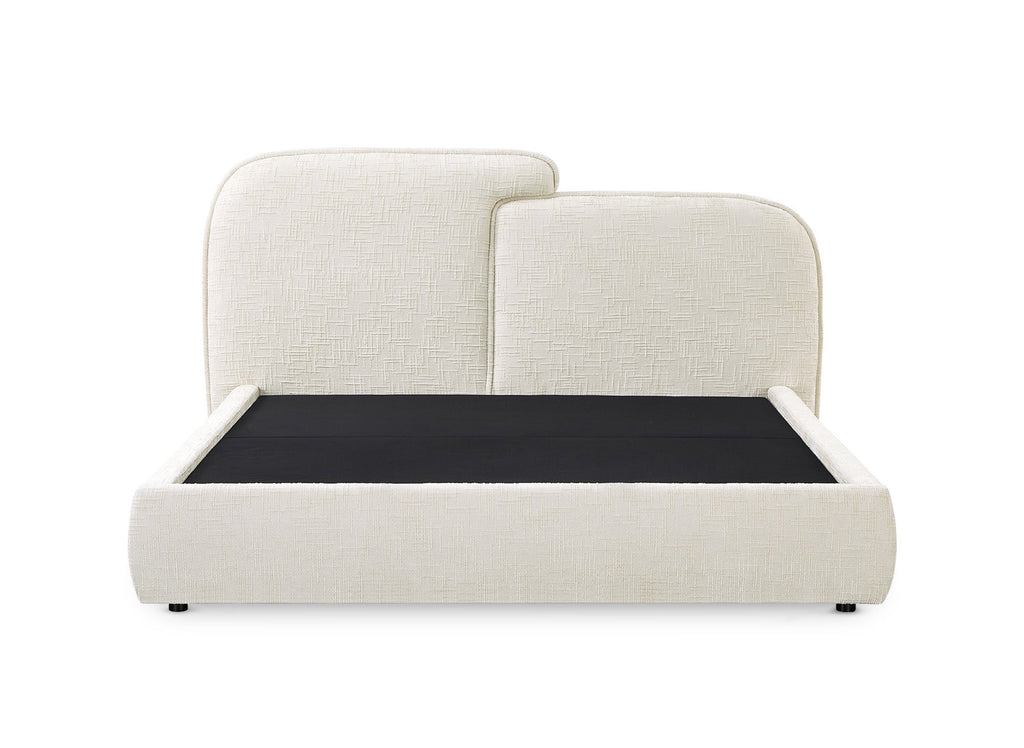 Lit coffre en velours chiné beige 160x200 cm MILENA