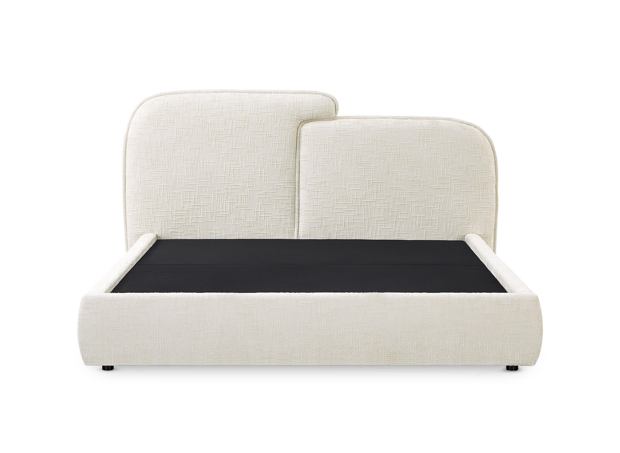 Lit coffre en velours chiné beige 160x200 cm MILENA