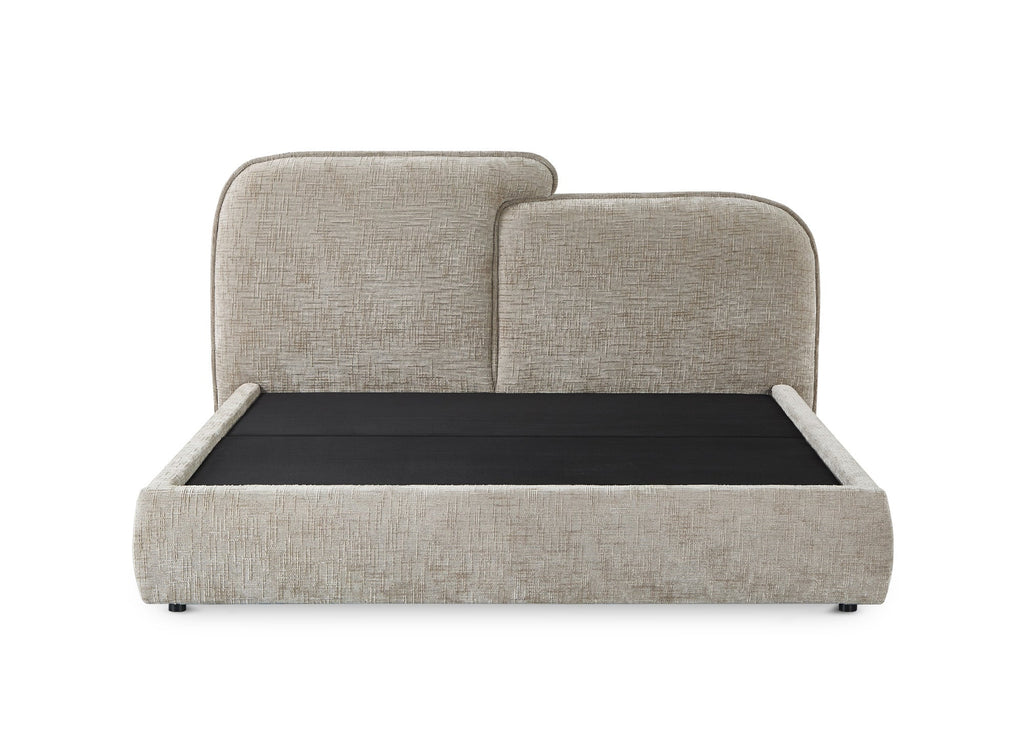 Lit coffre en velours chiné taupe 160x200 cm MILENA