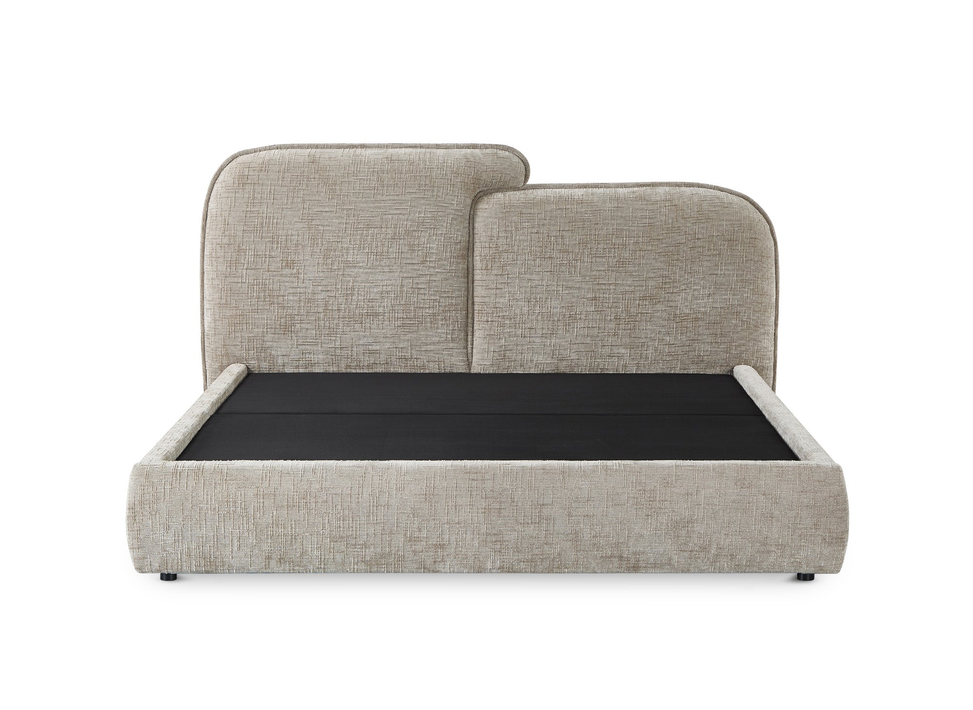 Lit coffre en velours chiné taupe 160x200 cm MILENA