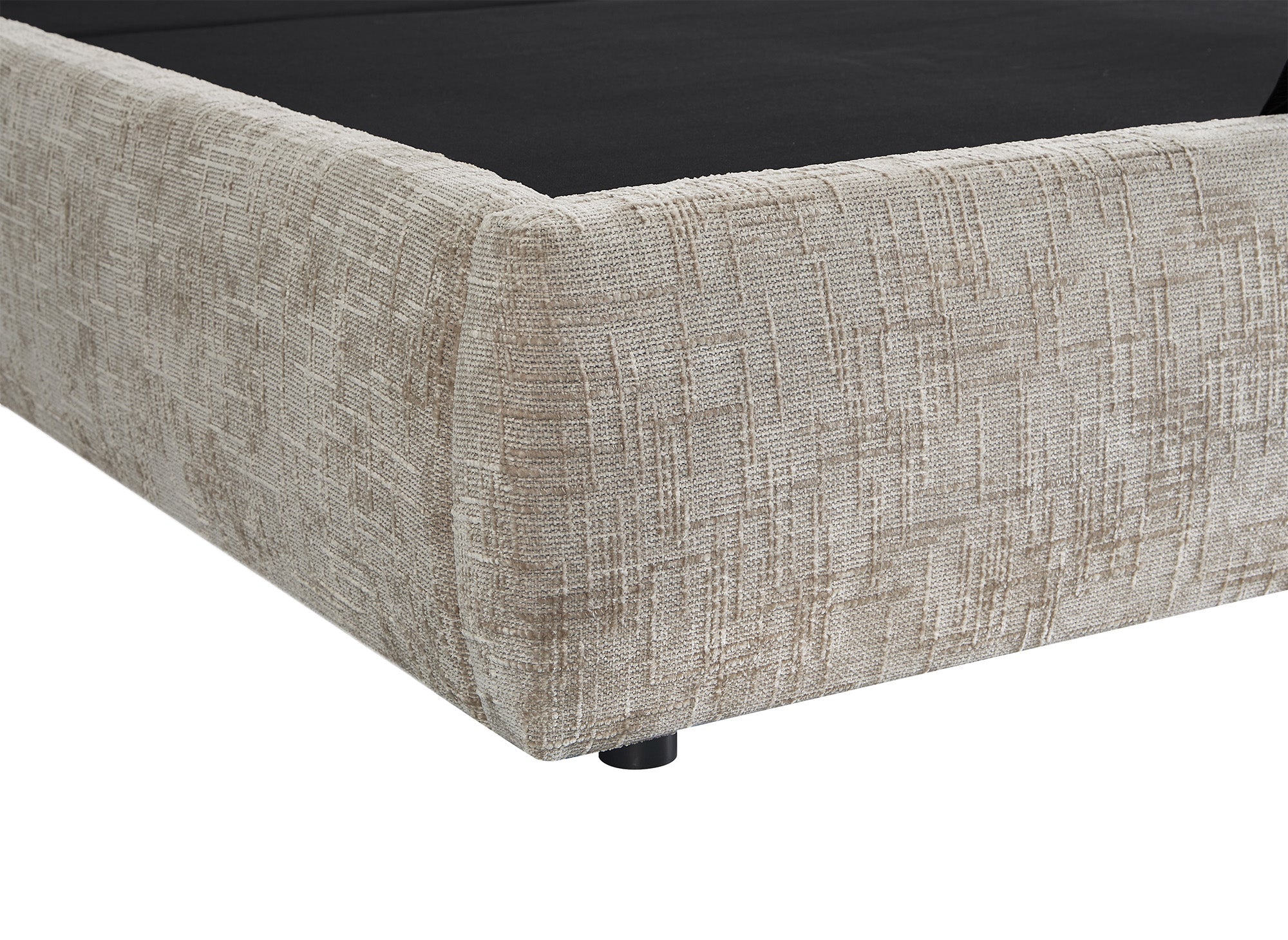 Lit coffre en velours chiné taupe 140x190 cm MILENA