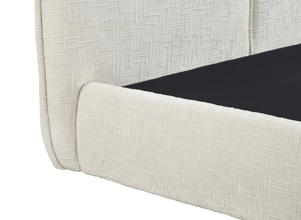 Lit coffre en velours chiné beige 140x190 cm MILENA