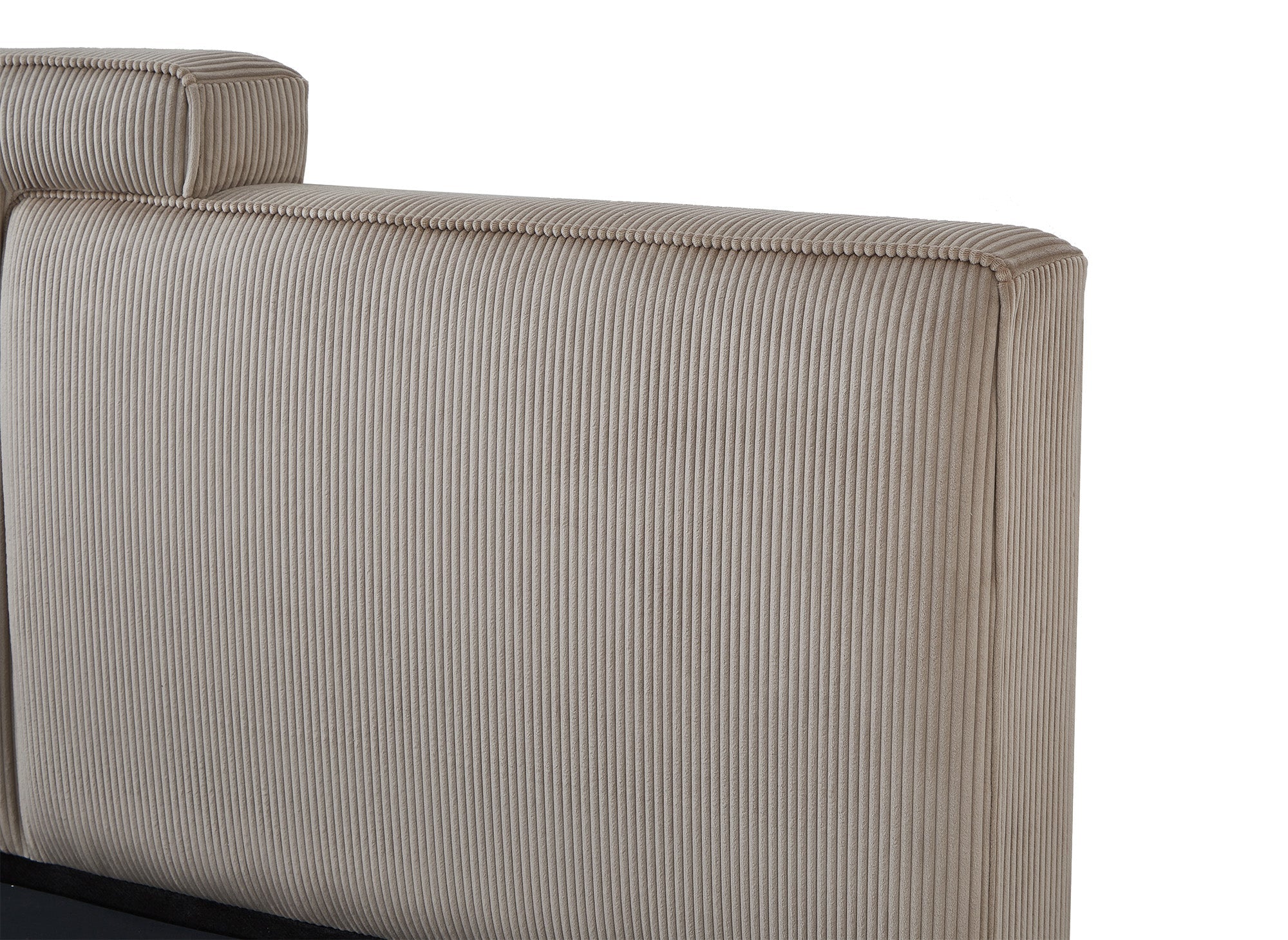 Lit coffre en velours côtelé taupe 180x200 cm ZELIA