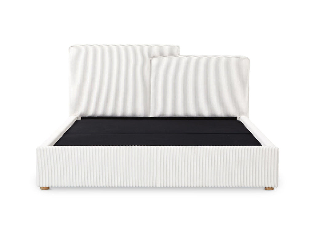 Lit coffre en velours côtelé écru 180x200 cm ZELIA