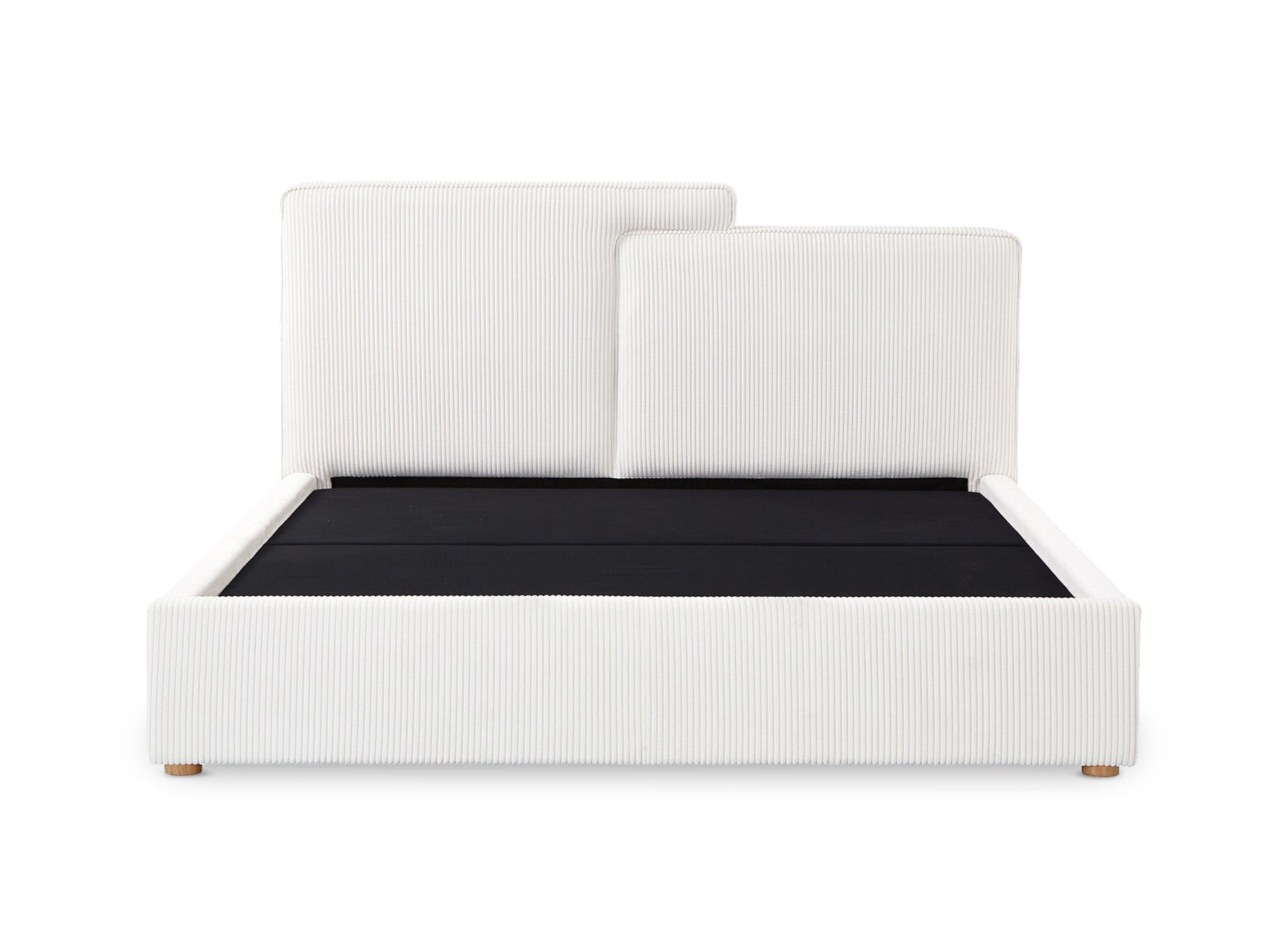 Lit coffre en velours côtelé écru 180x200 cm ZELIA