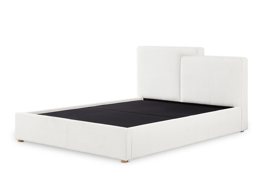 Lit coffre en velours côtelé écru 180x200 cm ZELIA