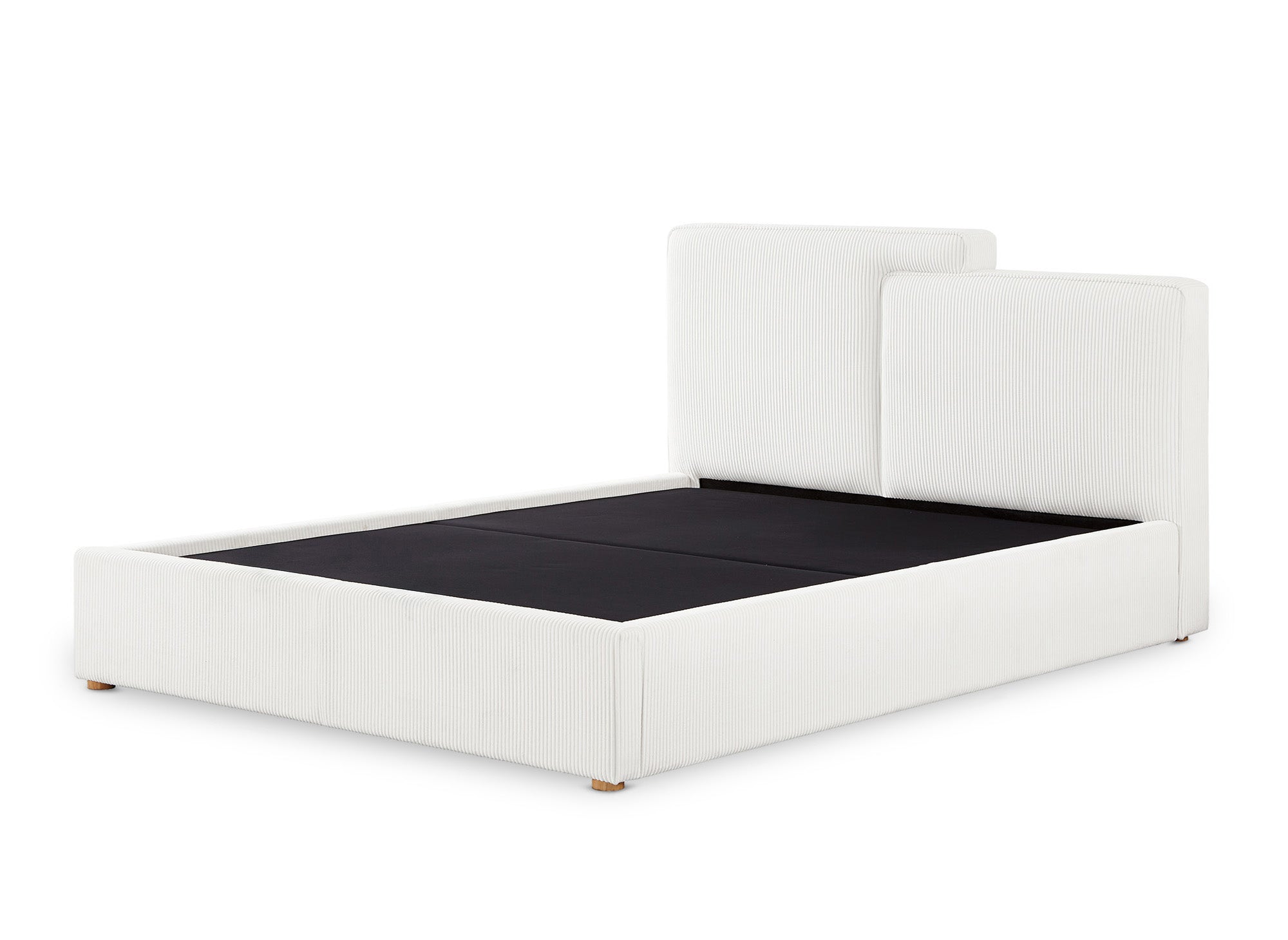 Lit coffre en velours côtelé écru 180x200 cm ZELIA