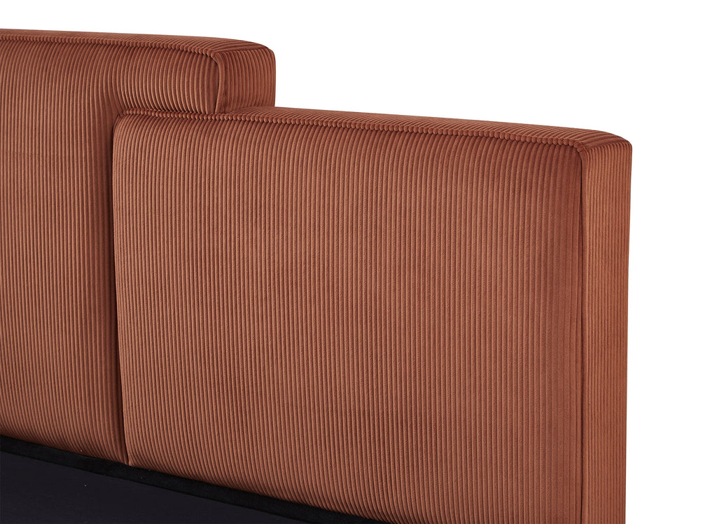 Lit coffre en velours côtelé terracotta 180x200 cm ZELIA