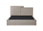 Lit coffre en velours côtelé taupe 160x200 cm ZELIA