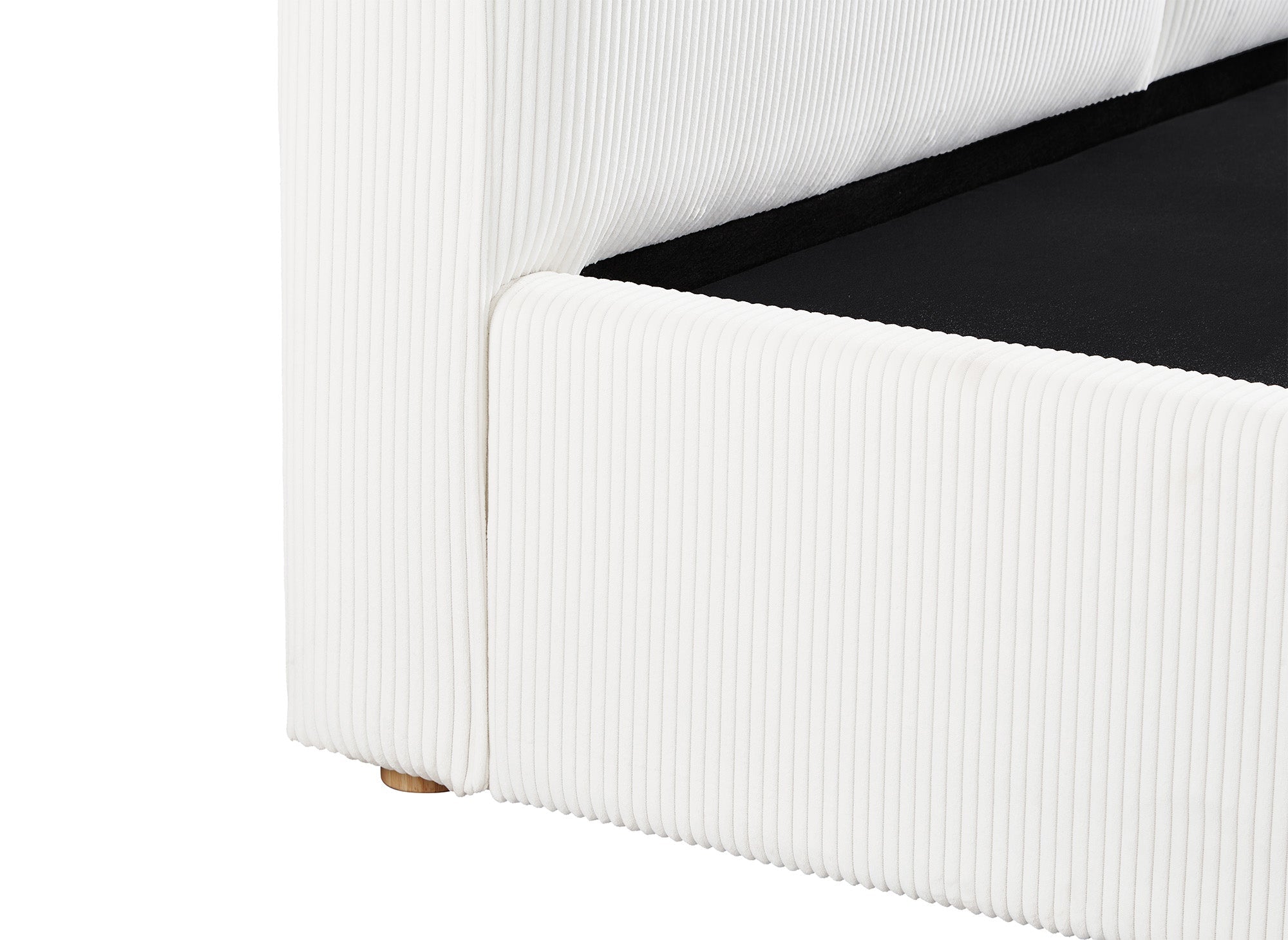 Lit coffre en velours côtelé écru 160x200 cm ZELIA