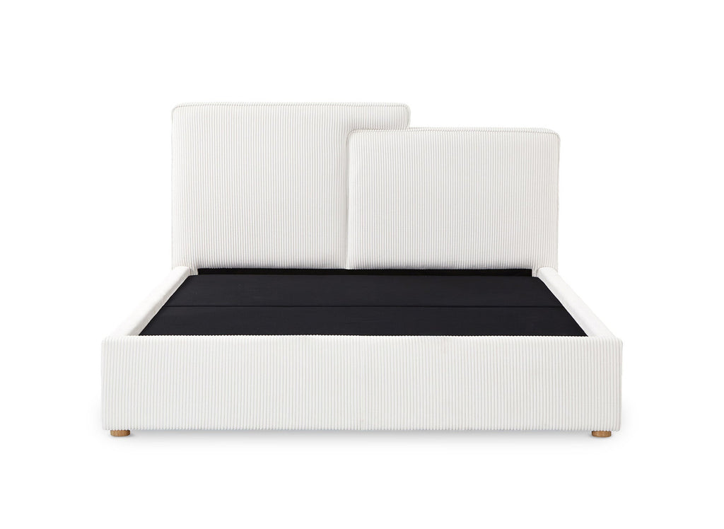 Lit coffre en velours côtelé écru 160x200 cm ZELIA