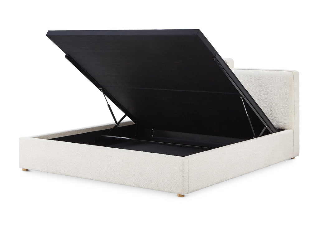 Lit coffre en tissu bouclette beige 180x200 cm ZELIA