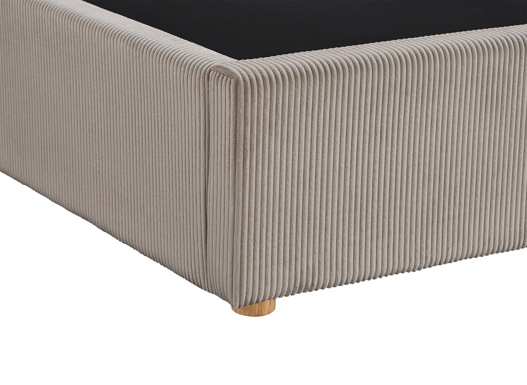 Lit coffre en velours côtelé taupe 140x190 cm ZELIA