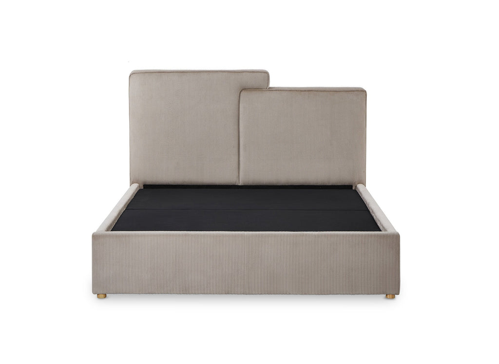 Lit coffre en velours côtelé taupe 140x190 cm ZELIA