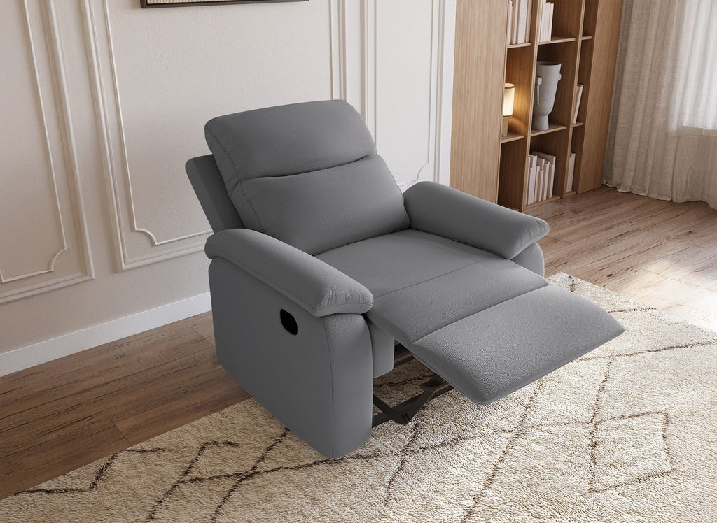 Fauteuil relax effet simili cuir gris foncé JACOB