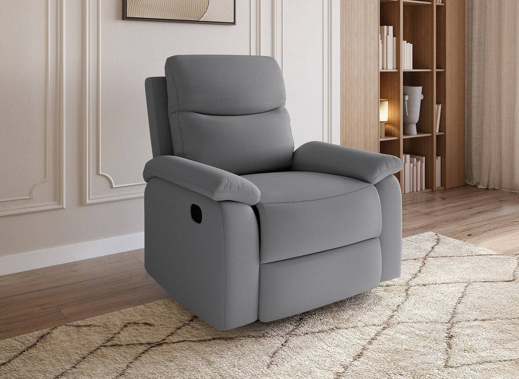 Fauteuil relax effet simili cuir gris foncé JACOB