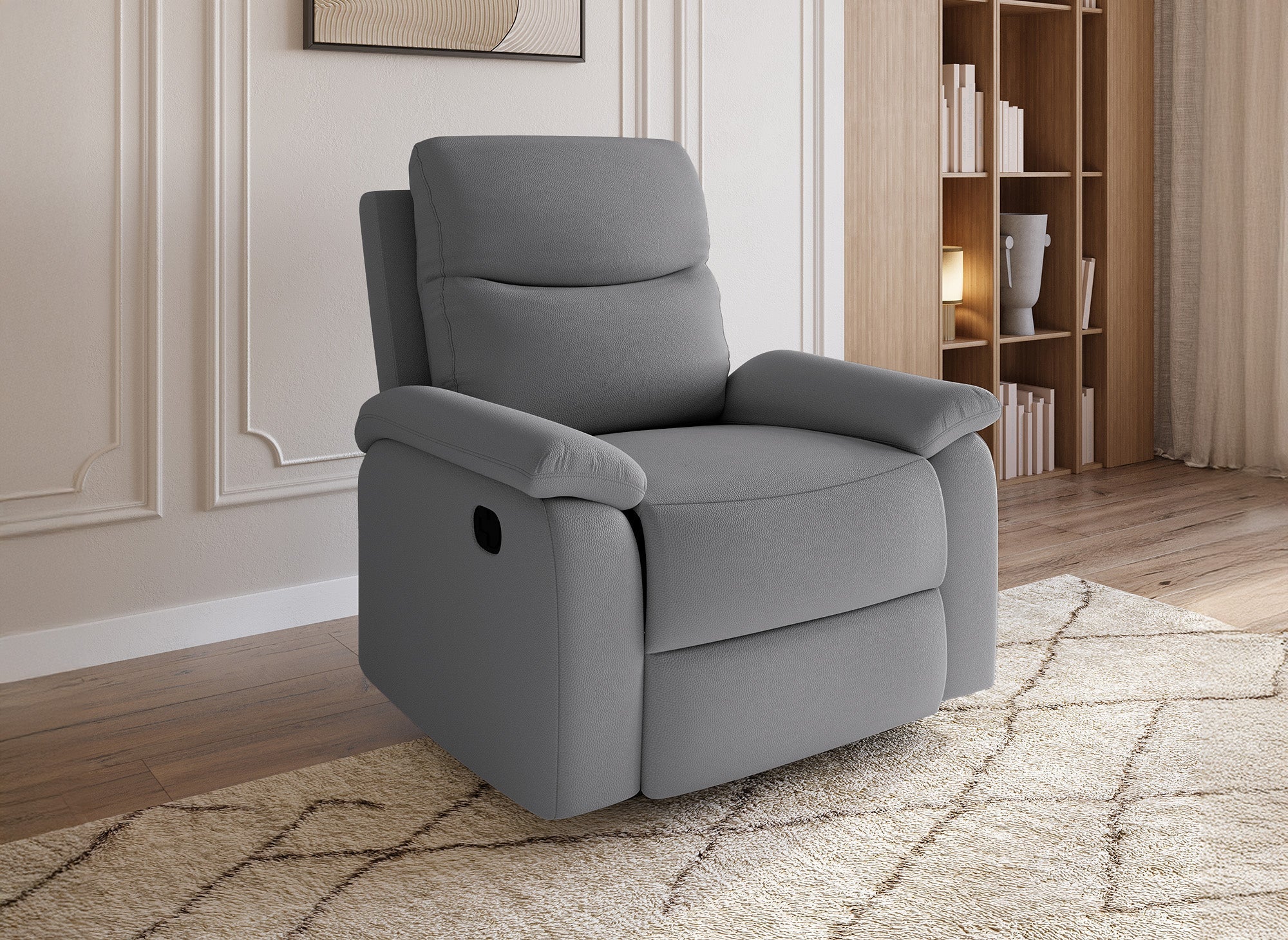 Fauteuil relax effet simili cuir gris foncé JACOB