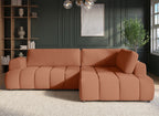 Canapé d'angle convertible avec coffre en tissu terracotta HAVEN - Angle droit
