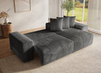 Canapé d'angle réversible convertible avec coffre en velours côtelé épais gris NOELIA