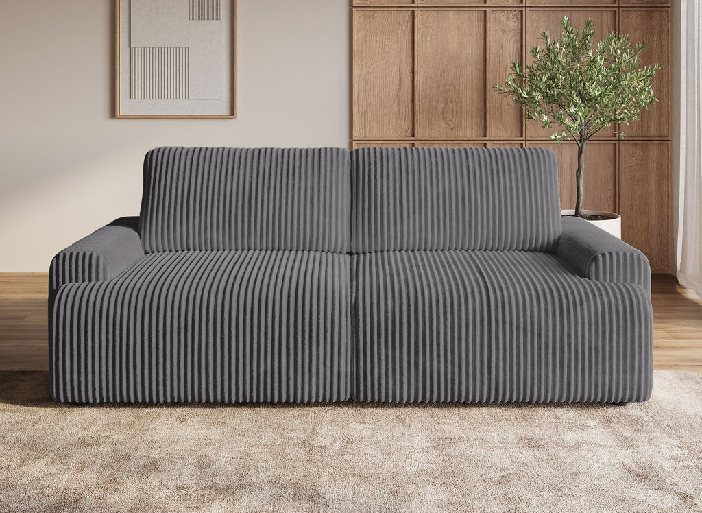 Canapé convertible avec coffre en velours côtelé épais gris MILO