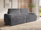 Canapé convertible avec coffre en velours côtelé épais gris MILO