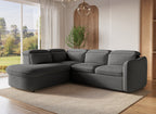 Canapé d'angle convertible avec coffre de rangement en tissu bouclette gris BAYA - angle gauche