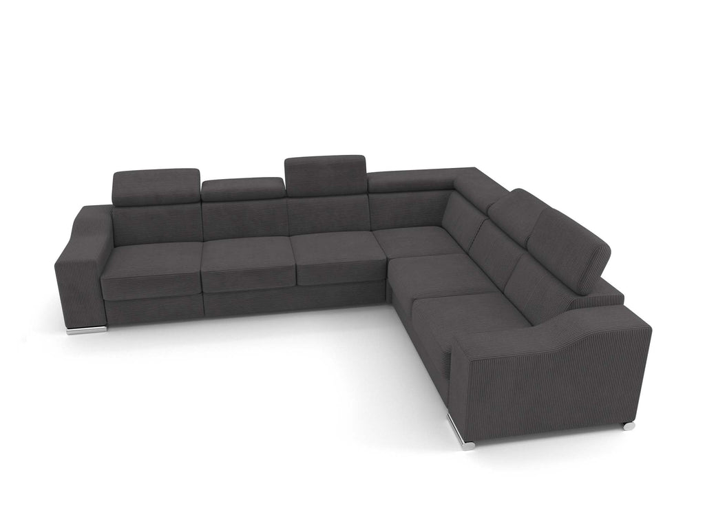 Canapé d'angle convertible réversible en velours côtelé gris anthracite LEONIE