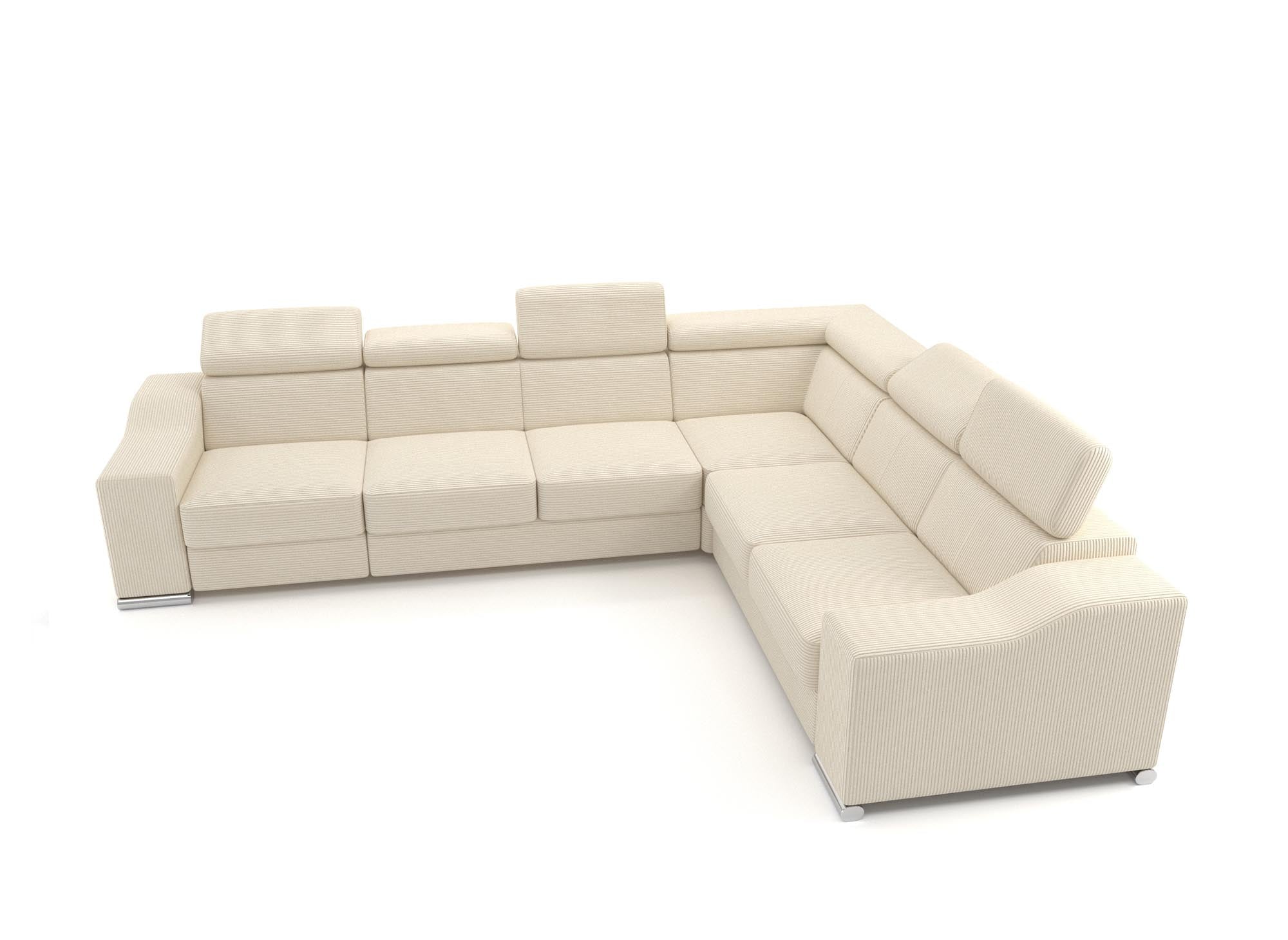 Canapé d'angle convertible réversible en velours côtelé beige LEONIE