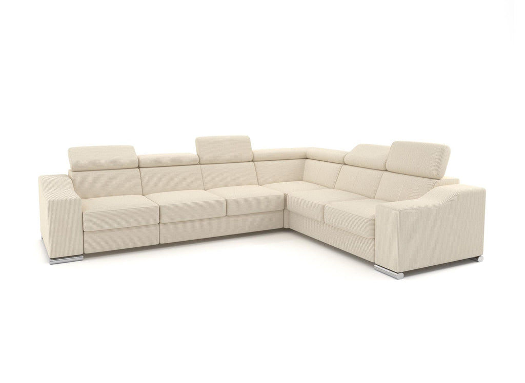 Canapé d'angle convertible réversible en velours côtelé beige LEONIE