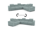 Canapé d'angle convertible réversible en velours côtelé vert d'eau LEONIE