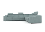 Canapé d'angle convertible réversible en velours côtelé vert d'eau LEONIE