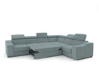 Canapé d'angle convertible réversible en velours côtelé vert d'eau LEONIE