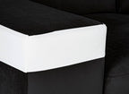 Canapé d'angle convertible réversible en velours noir et simili blanc LEONIE