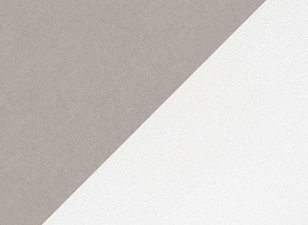 Canapé d'angle convertible réversible en velours beige et simili cuir blanc LEONIE